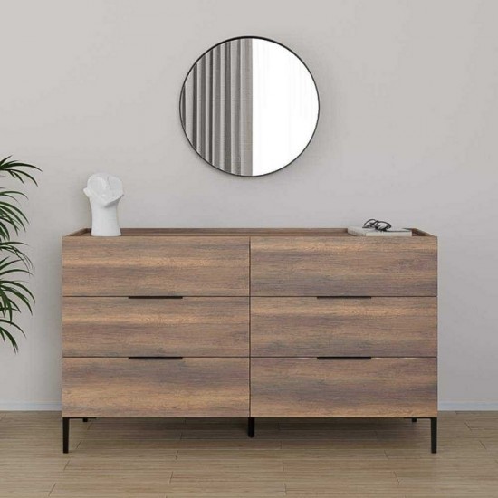 Συρταριέρα Oryana χρώμα καρυδί 140x44x81εκ.