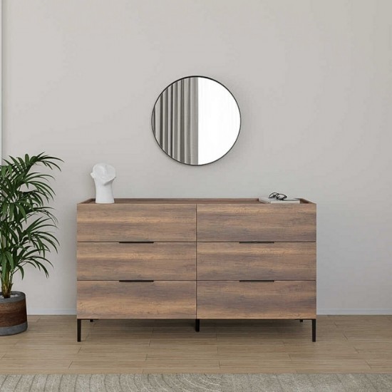 Συρταριέρα Oryana χρώμα καρυδί 140x44x81εκ.