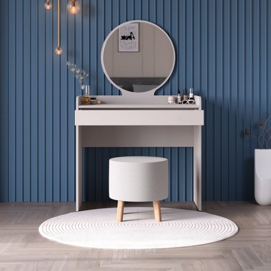 Τουαλέτα με καθρέπτη Curve χρώμα λευκό του πάγου 90x47x142εκ.