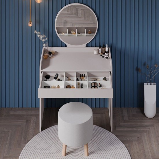 Τουαλέτα με καθρέπτη Curve χρώμα λευκό του πάγου 90x47x142εκ.