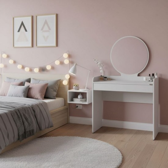 Τουαλέτα με καθρέπτη Curve χρώμα λευκό 90x47x142εκ.