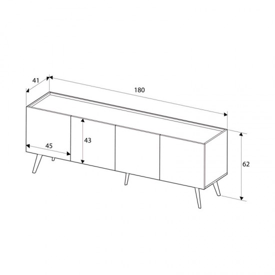 Έπιπλο τηλεόρασης Luna χρώμα oak 180x41x62εκ.