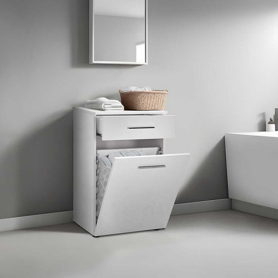 Ντουλάπι - Καλάθι απλύτων Diamond χρώμα λευκό gloss 52x38x83εκ.