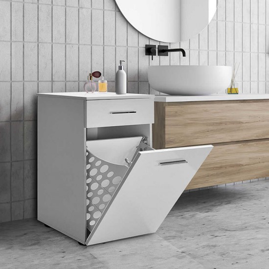 Ντουλάπι - Καλάθι απλύτων Diamond χρώμα λευκό gloss 52x38x83εκ.