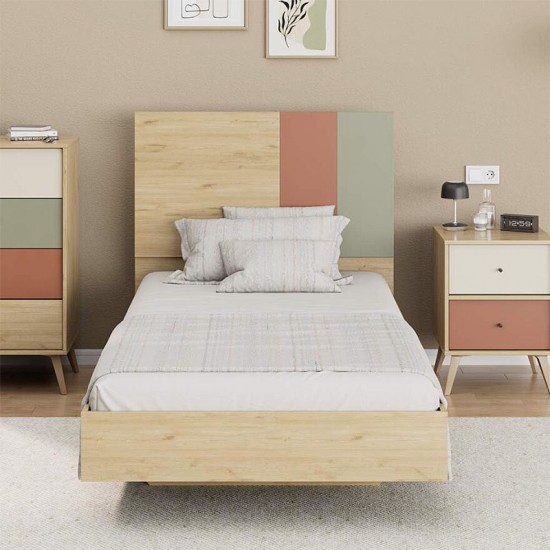 Κρεβάτι Terra χρώμα florida oak 100x200εκ.