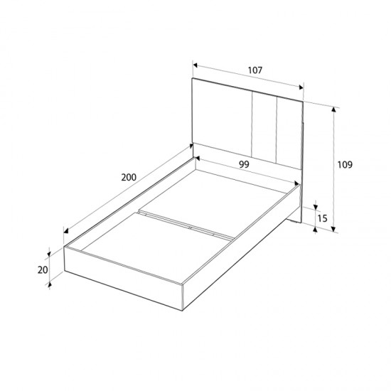 Κρεβάτι Terra χρώμα florida oak 100x200εκ.