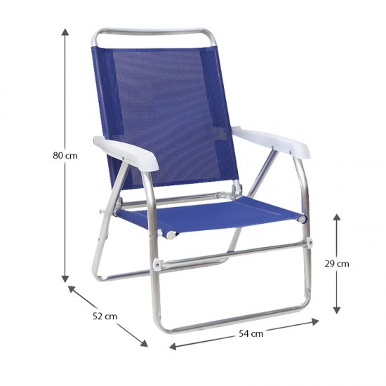 Καρεκλάκι παραλίας Alu αλουμινίου χρώμα μπλε 54x52x80εκ.