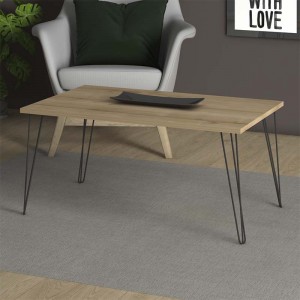Τραπεζάκι σαλονιού Fiona μεταλλικό - μελαμίνης χρώμα oak 90x55x43εκ.