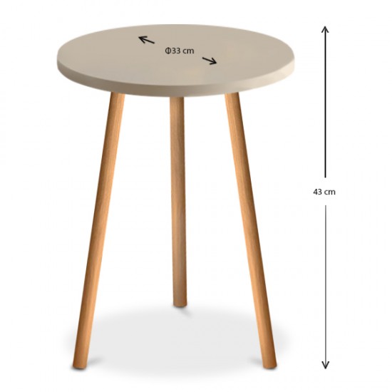Βοηθητικό τραπεζάκι Roma από μελαμίνη χρώμα κρεμ 33,5x33,5x46εκ.