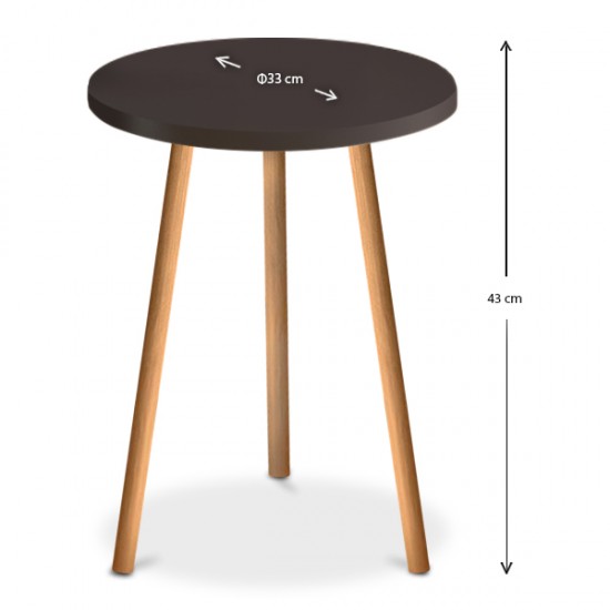 Βοηθητικό τραπεζάκι Roma από μελαμίνη χρώμα καφέ 33,5x33,5x46εκ.