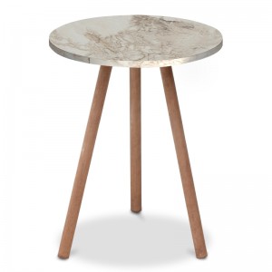 Βοηθητικό τραπεζάκι Roma  από μελαμίνη χρώμα μπεζ εφέ μαρμάρου 33,5x33,5x46εκ.