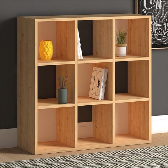 Βιβλιοθήκη Cube από μελαμίνη χρώμα oak 90x30x90εκ.
