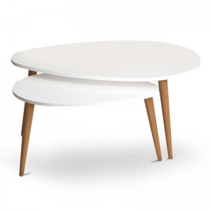 Βοηθητικά τραπεζάκια Elips από μελαμίνη χρώμα λευκό 116x46x46εκ.