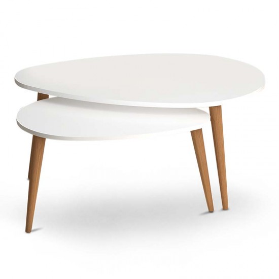 Βοηθητικά τραπεζάκια Elips από μελαμίνη χρώμα λευκό 116x46x46εκ.