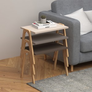 Τραπεζάκια βοηθητικά σετ 3 τμχ Como χρώμα καφέ - cappuccino - κρεμ 52x32x40εκ.