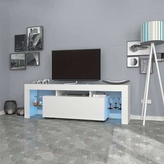 Έπιπλο τηλεόρασης Stilo από μελαμίνη χρώμα λευκό 150x37x52εκ.