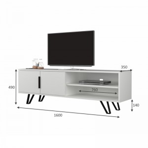 Έπιπλο τηλεόρασης Foot από μελαμίνη χρώμα λευκό 160x35x49εκ.