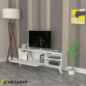 Έπιπλο τηλεόρασης Space από μελαμίνη χρώμα λευκό 120x35x42εκ.