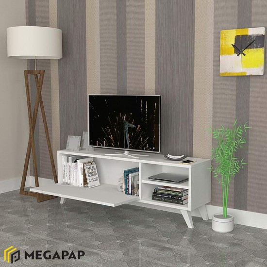 Έπιπλο τηλεόρασης Space από μελαμίνη χρώμα λευκό 120x35x42εκ.