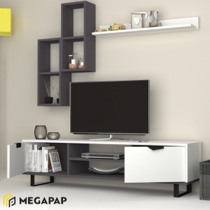 Σύνθεση τηλεόρασης Lonsa από μελαμίνη χρώμα λευκό 160x35x40εκ.