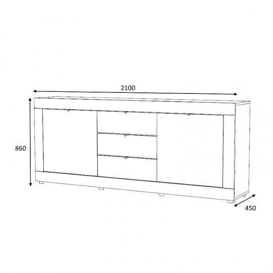 Μπουφές μελαμίνης Ocean χρώμα λευκό 210x45x86εκ.
