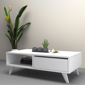 Τραπεζάκι σαλονιού Aster από μελαμίνη χρώμα λευκό 120x56x40εκ.