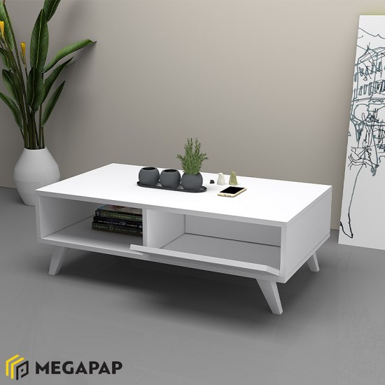 Τραπεζάκι σαλονιού Aster από μελαμίνη χρώμα λευκό 120x56x40εκ.