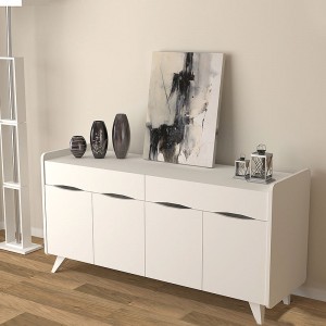 Μπουφές μελαμίνης Sila χρώμα λευκό 140x45x77εκ.