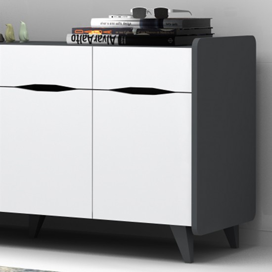 Μπουφές μελαμίνης Sila χρώμα λευκό - γκρι 140x45x77εκ.