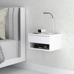 Κομοδίνο επιτοίχιο μελαμίνης Mary χρώμα λευκό 40x30x23εκ.