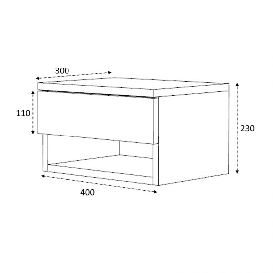 Κομοδίνο επιτοίχιο μελαμίνης Mary χρώμα λευκό 40x30x23εκ.