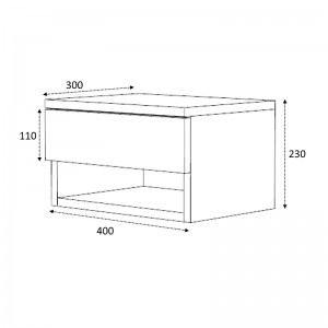 Κομοδίνο επιτοίχιο μελαμίνης Mary χρώμα ανθρακί - λευκό 40x30x23εκ.