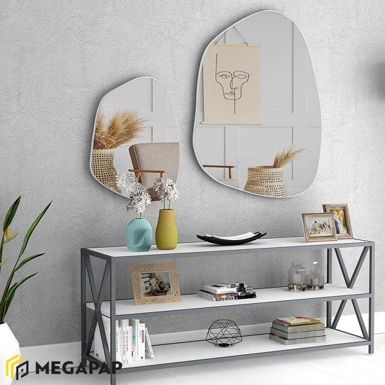 Σετ καθρεφτών τοίχου Denza 2 τμχ. με μελαμίνη χρώμα λευκό 100x80x2,2εκ.