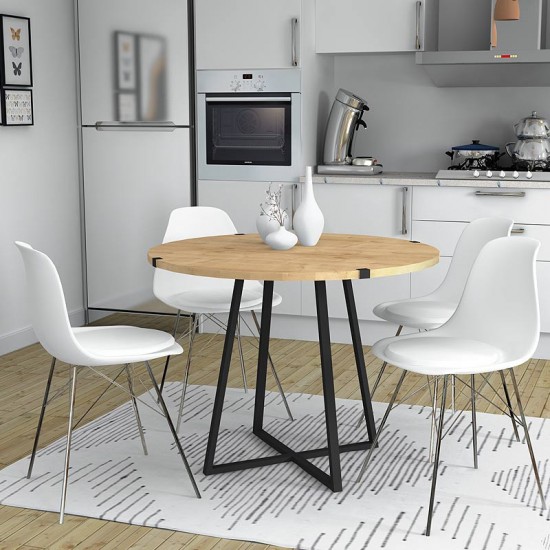 Τραπέζι Rubes μεταλλικό - μελαμίνης χρώμα sonoma - ανθρακί 100x100x78εκ.