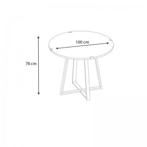 Τραπέζι Rubes  μεταλλικό - μελαμίνης χρώμα γκρι σκυροδέματος 100x100x78εκ.