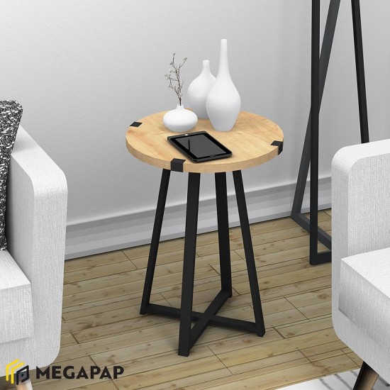 Βοηθητικό τραπεζάκι Pedro μεταλλικό - μελαμίνης χρώμα μαύρο - sonoma 44x44x58εκ.