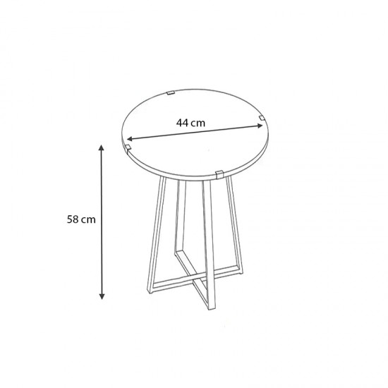 Βοηθητικό τραπεζάκι Pedro μεταλλικό - μελαμίνης χρώμα μαύρο - sonoma 44x44x58εκ.