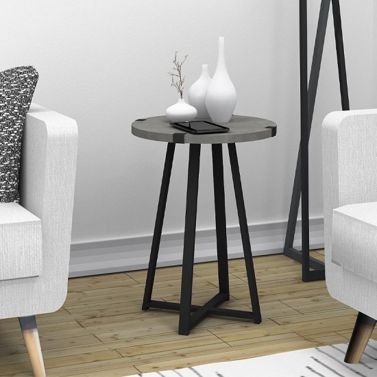 Βοηθητικό τραπεζάκι Pedro μεταλλικό - μελαμίνης χρώμα μαύρο - ανθρακί 44x44x58εκ.