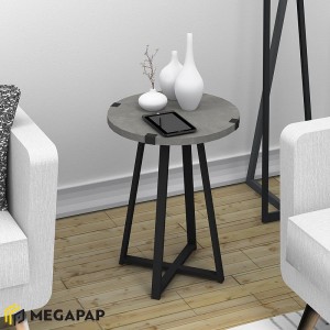 Βοηθητικό τραπεζάκι Pedro μεταλλικό - μελαμίνης χρώμα μαύρο - ανθρακί 44x44x58εκ.