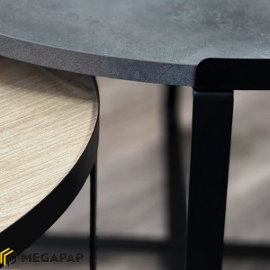 Σετ τραπεζάκια σαλονιού Davis 2τμχ. χρώμα γκρι σκυροδέματος/φυσικό οξιάς 70x69x46εκ.