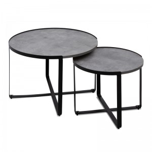 Σετ τραπεζάκια σαλονιού Davis 2τμχ. χρώμα γκρι σκυροδέματος 70x69x46εκ.