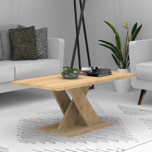 Τραπεζάκι σαλονιού Marcello μελαμίνης χρώμα φυσικό οξιάς 110x55x48εκ.