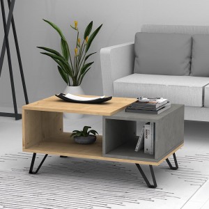 Τραπεζάκι σαλονιού Don μελαμίνης χρώμα sonoma - ανθρακί 90x55x44εκ.