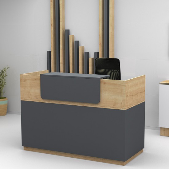 Γραφείο reception μελαμίνης Lemmon χρώμα sonoma - ανθρακί 160x70x110εκ.