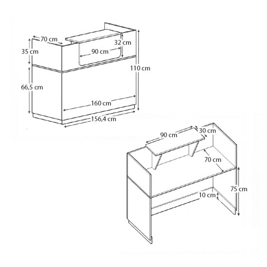 Γραφείο reception Lemmon Megapap χρώμα γκρι σκυροδέματος 160x70x110εκ.