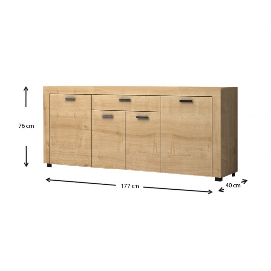 Μπουφές μελαμίνης Joseph χρώμα sonoma 177x40x76εκ.