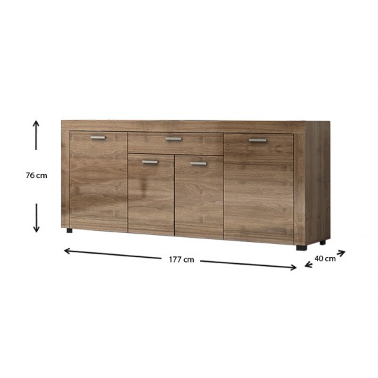 Μπουφές μελαμίνης Joseph χρώμα καρυδί 177x40x76εκ.