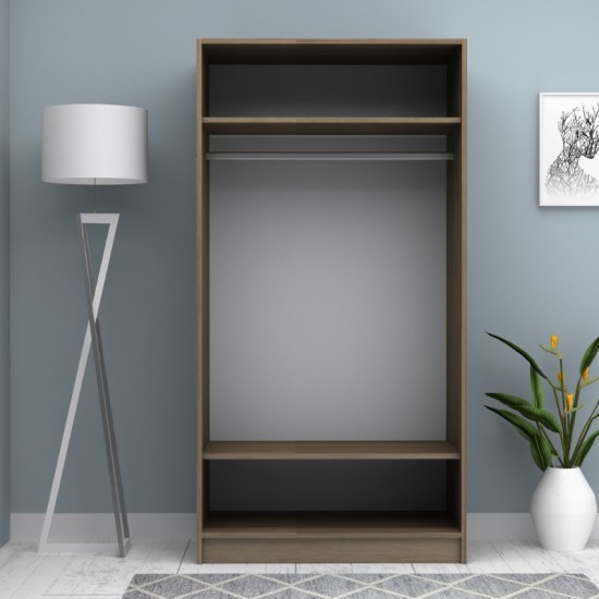 Ντουλάπα ρούχων Misra δίφυλλη συρόμενη χρώμα καρυδί 94x52x182εκ.