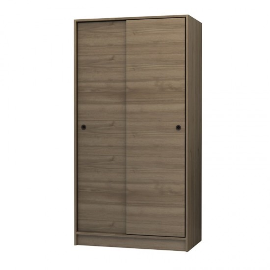 Ντουλάπα ρούχων Misra δίφυλλη συρόμενη χρώμα καρυδί 94x52x182εκ.