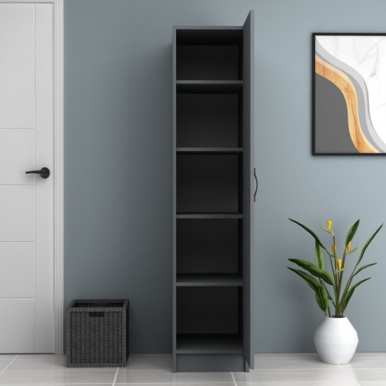 Ντουλάπα ρούχων Ricardo μονόφυλλη χρώμα ανθρακί 40x51,8x181εκ.